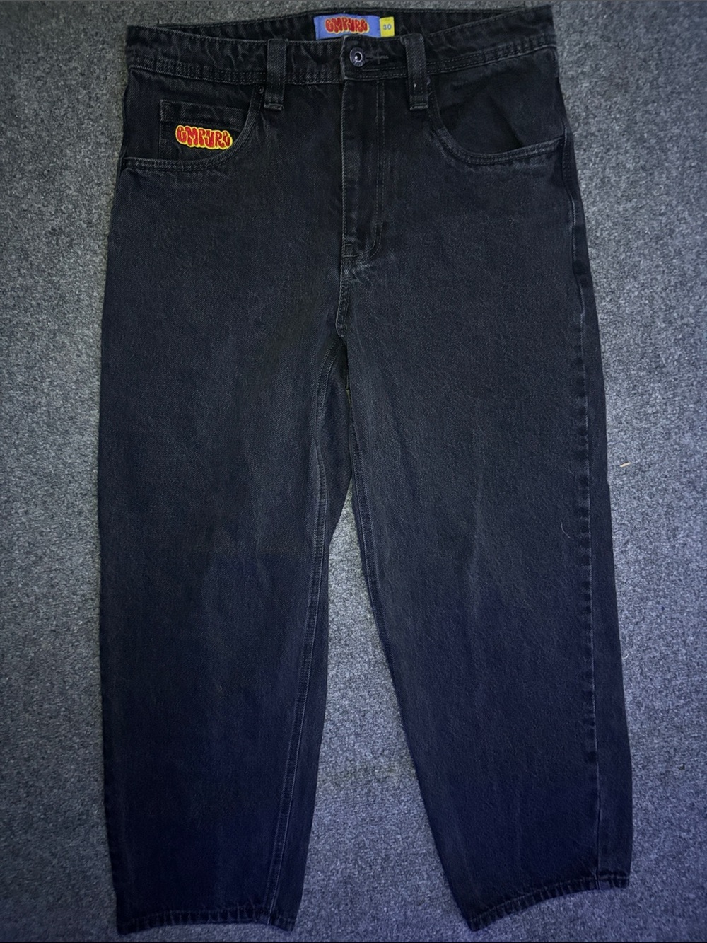 Black Men's Jeans with Subtle Logo